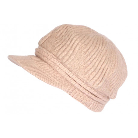 Bonnet Casquette Femme Rose Beret Angora Classe Hiva BONNETS Nyls Création