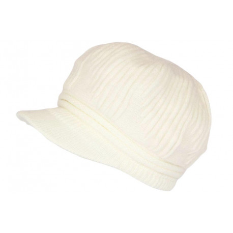 Bonnet Casquette Femme Blanc Laine Beret Angora Classe Hiva BONNETS Nyls Création