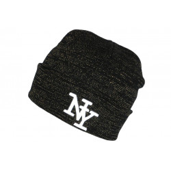 Bonnet NY Dore et Noir Original Streetwear Laine Chaude Newyk BONNETS Hip Hop Honour