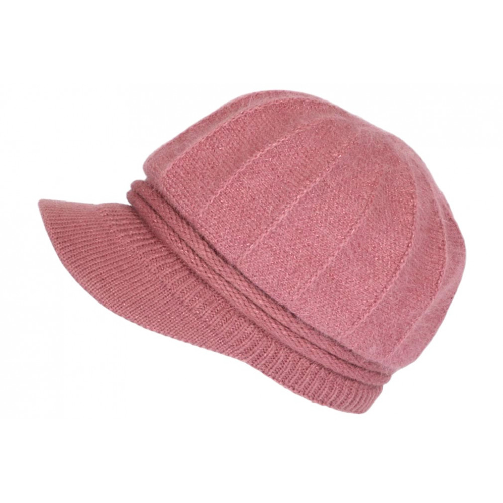 Bonnet Casquette rose brillant, Beret femme laine angora livraison 48h