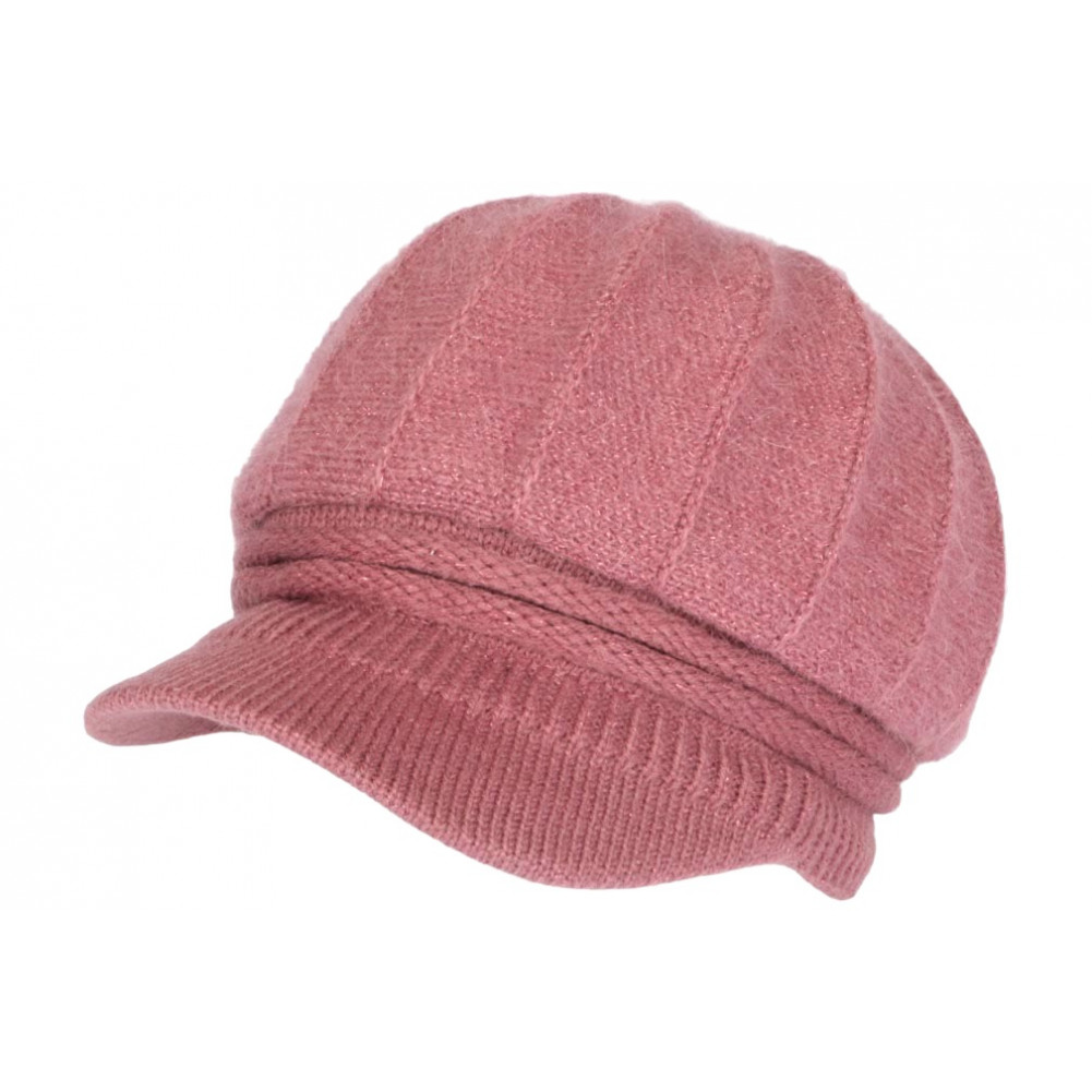 Bonnet Casquette Rose Pastel Brillant, Beret femme angora livré en 48h