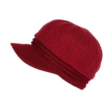 Bonnet Casquette Femme Rouge Brillant Beret Angora Hoela BONNETS Nyls Création