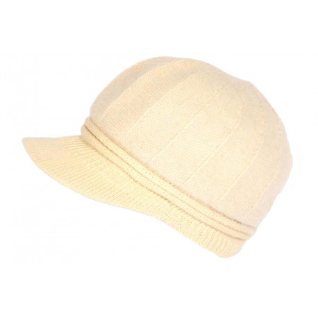 Bonnet Casquette Femme Beige Brillant Beret Angora Hoela BONNETS Nyls Création