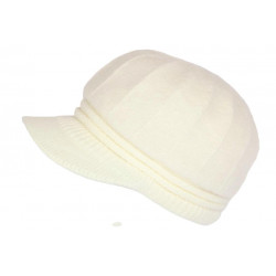 Bonnet Casquette Femme Blanc Brillant Beret Angora Hoela BONNETS Nyls Création