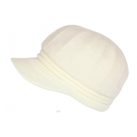 Bonnet Casquette Femme Blanc Brillant Beret Angora Hoela BONNETS Nyls Création