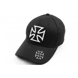 Casquette croix de malte noire et blanche Biker Baseball CASQUETTES Nyls Création