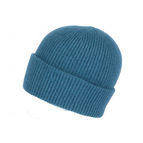 Bonnet Angora Bleu Canard en Laine Douce et Classe Antje BONNETS Nyls Création