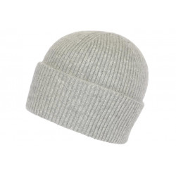 Bonnet Long Gris Pompon Fourrure Synthétique Cold 3116