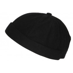 Bonnet Docker Velours Noir en Coton Look Marin Miki Kerouak BONNETS Nyls Création