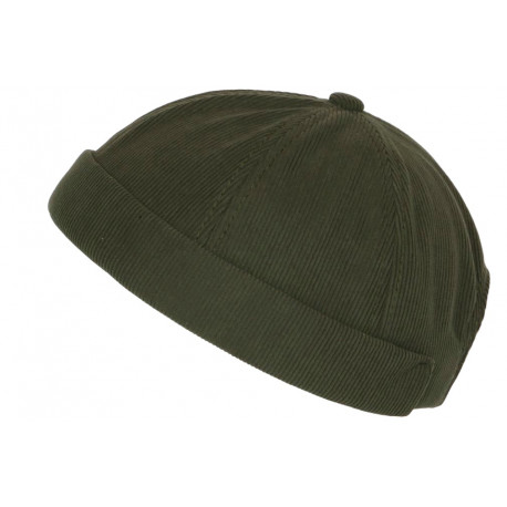 Bonnet Docker Velours Vert en Coton Look Marin Miki Kerouak BONNETS Nyls Création