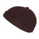 Bonnet Docker Velours Marron en Coton Look Marin Miki Kerouak BONNETS Nyls Création