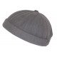 Bonnet Docker Velours Gris en Coton Style Marin Miki Kerouak BONNETS Nyls Création