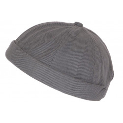 Bonnet Docker Velours Gris en Coton Style Marin Miki Kerouak BONNETS Nyls Création