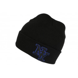 Bonnet NY Enfant Bleu et Noir en Laine Chaude Newy de 7 a 12 ans Bonnet Enfant Hip Hop Honour