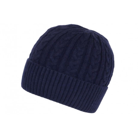 Bonnet Bleu Marine Laine Tendance Doublure Polaire Confort Dunja BONNETS Nyls Création