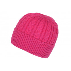 Bonnet Rose Vif Laine Classe Doublure Polaire Confort Dunja BONNETS Nyls Création