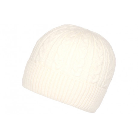 Bonnet Blanc Laine Classe Doublure Polaire Confort Dunja BONNETS Nyls Création