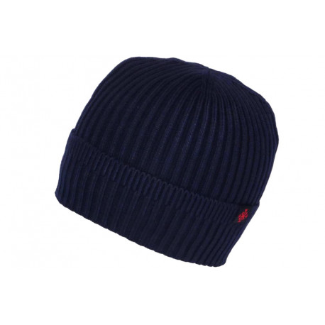 Bonnet Laine Bleu Marine, bonnet homme femme doublé polaire livré 48h!