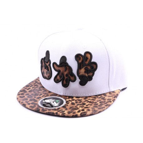 Snapback Hip Hop blanche avec visière léopard ANCIENNES COLLECTIONS divers