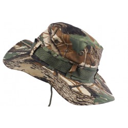 Chapeau Bob Chasse Vert et Marron Camouflage avec Lien de serrage Bob Safari Nyls Création