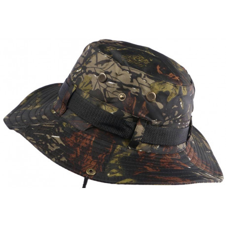 Chapeau Bob Chasse Kaki Vert Camouflage avec Lien de Serrage Bob Safari Nyls Création