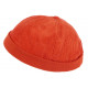 Bonnet Docker Velours Orange en Coton Chapelier Hodack BONNETS Nyls Création