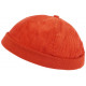 Bonnet Docker Velours Orange en Coton Chapelier Hodack BONNETS Nyls Création