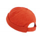 Bonnet Docker Velours Orange en Coton Chapelier Hodack BONNETS Nyls Création