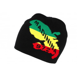 Bonnet Martinique 972 Noir Madinina Look Rasta BONNETS Nyls Création