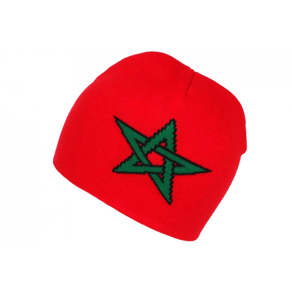 Bonnet Maroc Rouge et vert, bonnet drapeau marocain livraison en 48h!