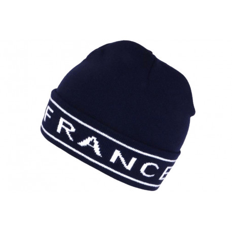 Bonnet France Bleu Marine et Blanc en Laine Mode Classe BONNETS Nyls Création