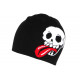 Bonnet Tete de Mort Tirant la Langue Noir Look Biker Fashion BONNETS Nyls Création