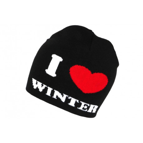 Bonnet I Love Winter Coeur Rouge Chaud et Tendance en Laine BONNETS divers