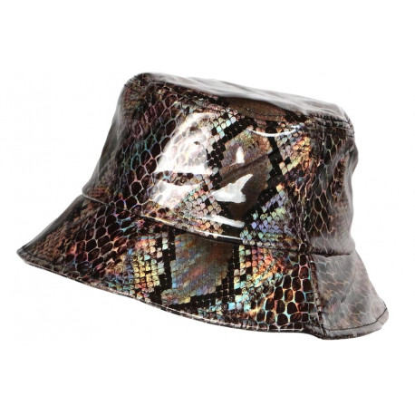 Chapeau Bob de Pluie Dore Marron Serpent Original Pytum CHAPEAUX Nyls Création