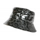 Bob Chapeau de Pluie Gris et Noir Leopard Original Leora CHAPEAUX Nyls Création