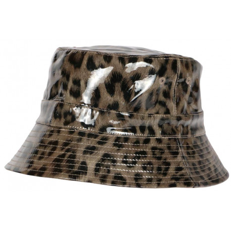 Bob Chapeau de Pluie Vert et Noir Leopard Original Leora CHAPEAUX Nyls Création