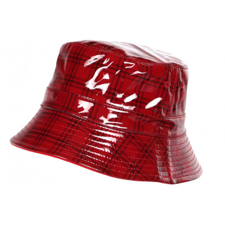 Bob Chapeau de Pluie Rouge et Noir à Carreaux Original Skothy CHAPEAUX Nyls Création