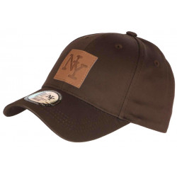 Casquette NY Marron Ecusson Cuir NY Marron Classe Baseball Major CASQUETTES Hip Hop Honour