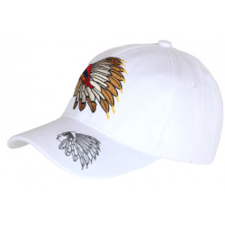 Casquette Indien Blanche USA avec Coiffe Tendance Baseball CASQUETTES Nyls Création