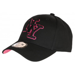 Casquette NY Rose Bonbon et Noire Classe Visiere Baseball Broadwyx CASQUETTES Hip Hop Honour