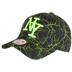 Casquette NY Vert Fluo et Noire Print Original Baseball Spider CASQUETTES Hip Hop Honour