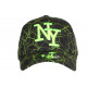 Casquette NY Vert Fluo et Noire Print Original Baseball Spider CASQUETTES Hip Hop Honour