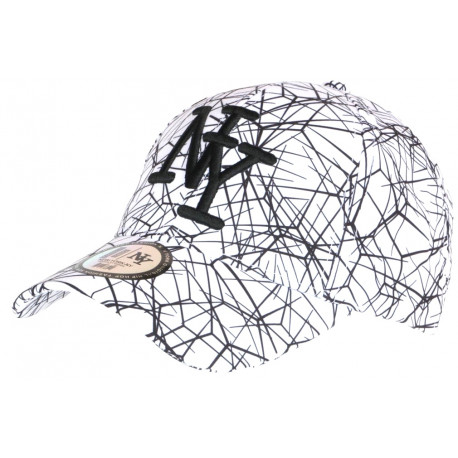 Casquette Enfant Blanche et Noire Tendance Spider NY Baseball de 7 à 12 ans Casquette Enfant Hip Hop Honour