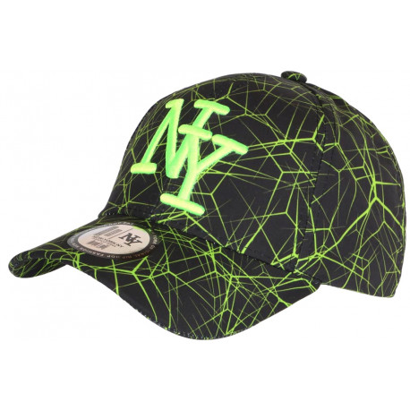 Casquette Enfant Vert Fluo et Noire Tendance Spider NY Baseball de 7 à 12 ans Casquette Enfant Hip Hop Honour