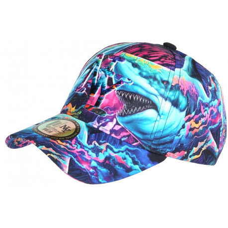 Casquette Enfant Requin Bleue et Rose Originale Wild NY Baseball 7 a 12 ans Casquette Enfant Hip Hop Honour