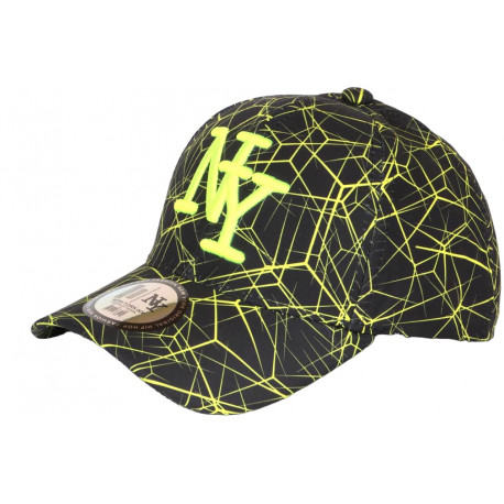 Casquette Enfant Jaune Fluo et Noire Tendance Spider NY Baseball de 7 à 12 ans Casquette Enfant Hip Hop Honour