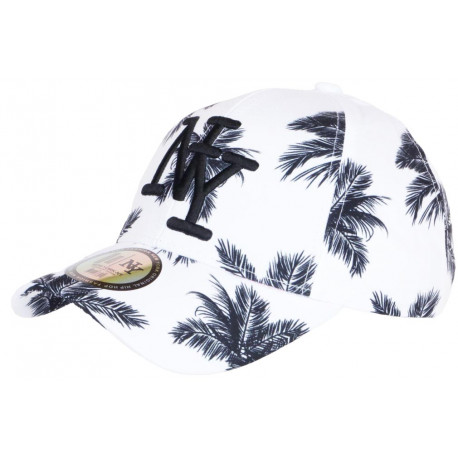 Casquette Enfant Blanche et Noire Tropicale Palmiers NY Baseball Sunrise 7 a 12 ans Casquette Enfant Hip Hop Honour