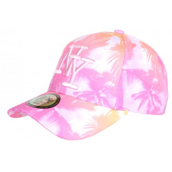 Casquette NY Rose et Orange Palmiers Tropicale Sunrise Baseball CASQUETTES Hip Hop Honour