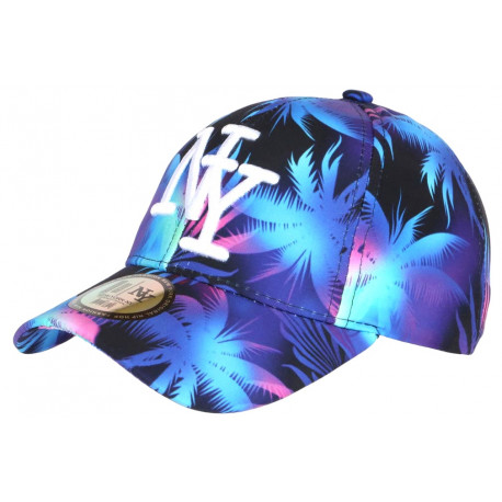 Casquette NY Bleue et Violette Palmiers Tropicale Sunrise Baseball CASQUETTES Hip Hop Honour