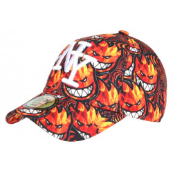 Casquette Enfant Orange et Noire Diablotins Fire NY de 7 a 11 ans Casquette Enfant Hip Hop Honour